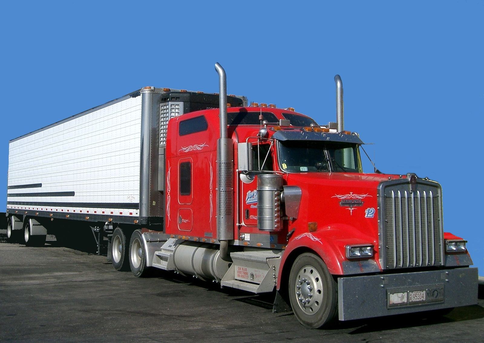 Refrigerated semi-trailer truck on the highway